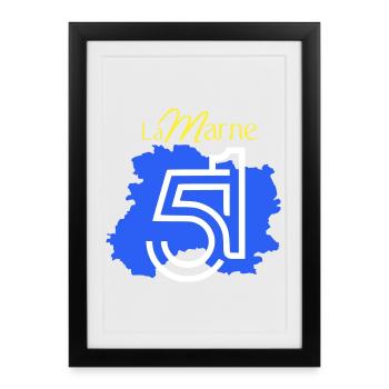 La Marne 51  - Affiche encadrée (27 × 37 cm) - noir - Devant