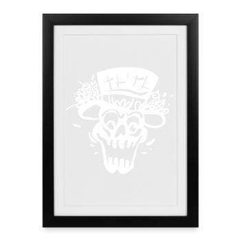 Skeleton with Cylinder Line Style - Framed poster (27 × 37 cm) - black - Front