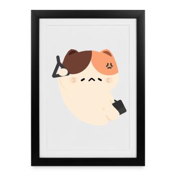 Tired Cat Commute - Framed poster (27 × 37 cm) - black - Front