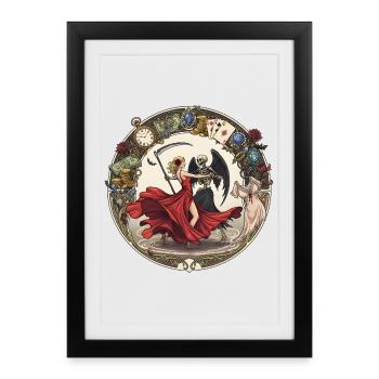 Danse rouge avec le temps et la mort - Affiche encadrée (27 × 37 cm) - noir - Devant