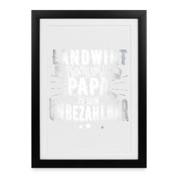Landwirt Papa - Gerahmtes Poster (27 × 37 cm) - Schwarz - Vorne