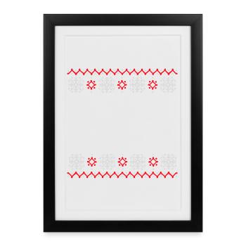 Ugly Sweater Christmas Pattern Snowflakes Cool - Framed poster (27 × 37 cm) - black - Front