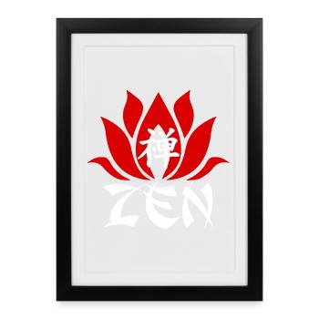 Le mot zen en chinois (blanc) - Affiche encadrée (27 × 37 cm) - noir - Devant