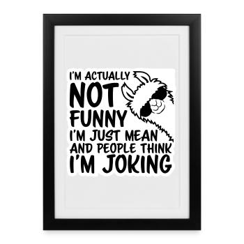 Lama Alpaca Not Funny Just Mean People Think Joke - Framed poster (27 × 37 cm) - black - Front