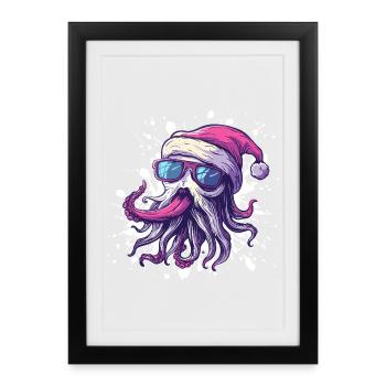 Méduse Noël drôle - Affiche encadrée (27 × 37 cm) - noir - Devant