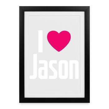 J’aime Jason Pink Heart J’aime Jason - Affiche encadrée (27 × 37 cm) - noir - Devant