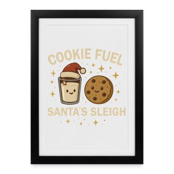 Équipe de pâtisserie de Noël - Biscuit et lait de Noël - Affiche encadrée (27 × 37 cm) - noir - Devant
