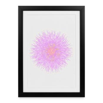 Fleur de mimosa rose – Délicat motif floral - Affiche encadrée (27 × 37 cm) - noir - Devant