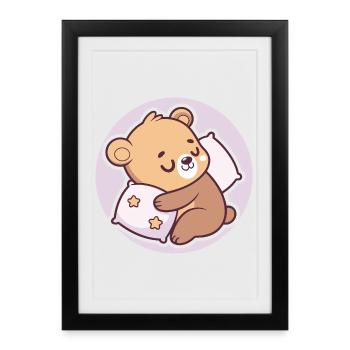 Ourson Doux Rêverie - Affiche encadrée (27 × 37 cm) - noir - Devant