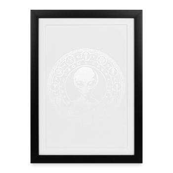 Chemise Alien Cosmic Symbols Mystical Design - Affiche encadrée (27 × 37 cm) - noir - Devant