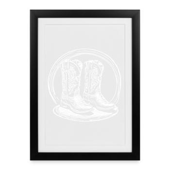 Western Boots Silhouette - Framed poster (27 × 37 cm) - black - Front