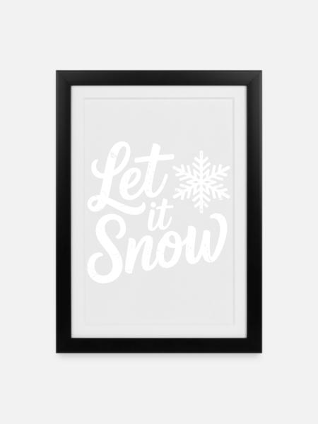 Let It Snow Christmas Snowflake - Indrammet plakat (27 × 37 cm) - sort