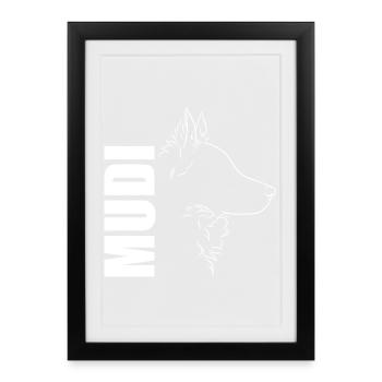 Mudi Profile Chien Chien Wilsigns - Affiche encadrée (27 × 37 cm) - noir - Devant