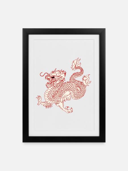 dragon - Framed poster (27 × 37 cm) - black