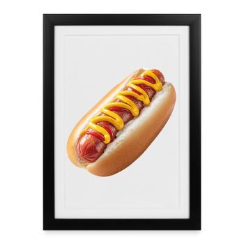 Hot dog, saucisse viennoise, saucisse - Affiche encadrée (27 × 37 cm) - noir - Devant