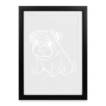 Carlin Chiens T-shirt Cadeau Noël - Affiche encadrée (27 × 37 cm) - noir - Devant