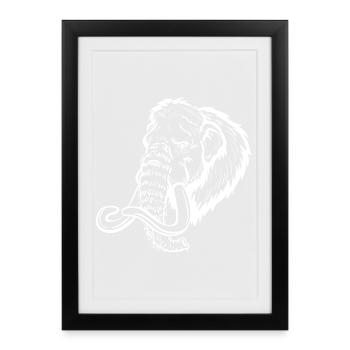 Mammoth Head Line Style - Framed poster (27 × 37 cm) - black - Front