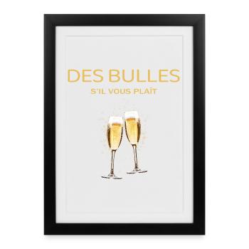 Apéro humour des bulles s'il vous plait - Affiche encadrée (27 × 37 cm) - noir - Devant