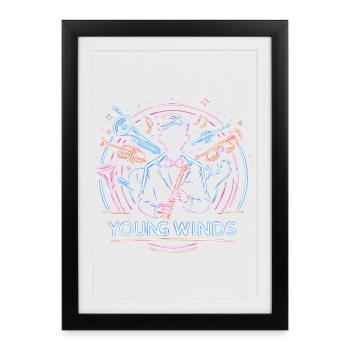 Neon Jazz Young Winds - Framed poster (27 × 37 cm) - black - Front