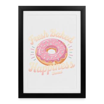 Bonheur fraîchement cuit – Donut - Affiche encadrée (27 × 37 cm) - noir - Devant