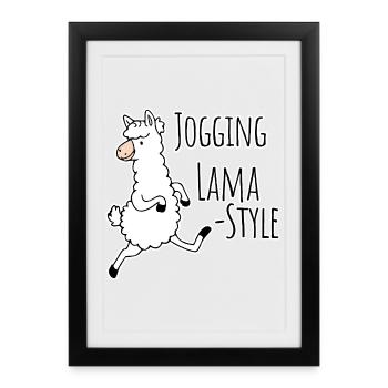Jogging - Llama Style! Silly but fast! - Framed poster (27 × 37 cm) - black - Front