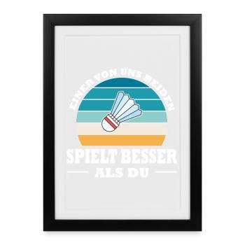 Badminton Player Gifts Badminton Outfits - Framed poster (27 × 37 cm) - black - Front