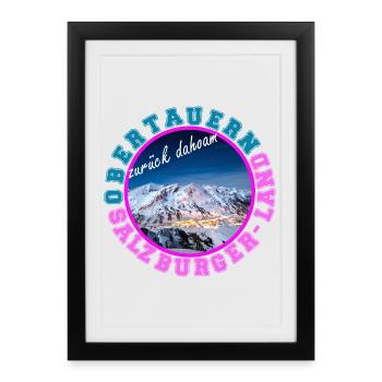 Obertauern Retour à la maison (à la maison) - Affiche encadrée (27 × 37 cm) - noir - Devant