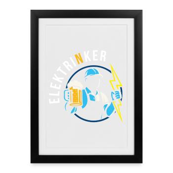 Elektrinker – Lustiger Elektriker Spruch Wortspiel - Gerahmtes Poster (27 × 37 cm) - Schwarz - Vorne