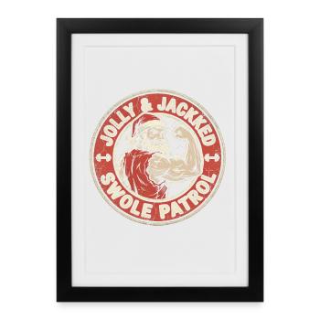 Jolly And Jacked Swole Patrol Christmas Workout - Framed poster (27 × 37 cm) - black - Front