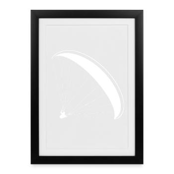 Logo de la silhouette du pilote de parapente - Affiche encadrée (27 × 37 cm) - noir - Devant