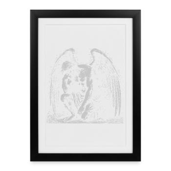 L’ange ailé déchu en contemplation - Affiche encadrée (27 × 37 cm) - noir - Devant