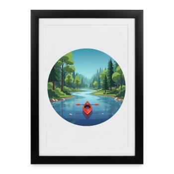 Canoë, kayak, canoë, canoë d’aviron canadien - Affiche encadrée (27 × 37 cm) - noir - Devant