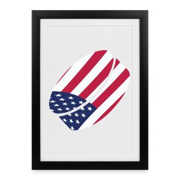 USA Flag Hockey Puck Patriotic Icey Sports Art - Framed poster (27 × 37 cm) - black - Front
