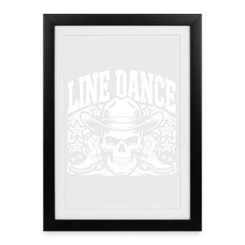 Line Dance Skull Cowboy - Framed poster (27 × 37 cm) - black - Front
