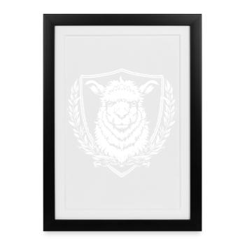 Armoiries de l’Héraldique de l’Alpaga - Affiche encadrée (27 × 37 cm) - noir - Devant