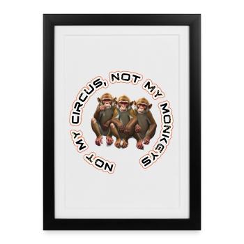 Pas mon trio de singes - Affiche encadrée (27 × 37 cm) - noir - Devant