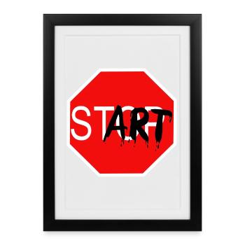 Panneau de démarrage Graffiti Panneau d’arrêt - Affiche encadrée (27 × 37 cm) - noir - Devant
