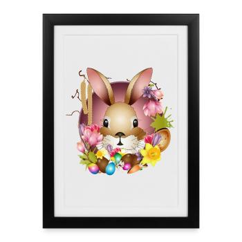 Adorable Easter bunny with Easter decoration - Framed poster (27 × 37 cm) - black - Front