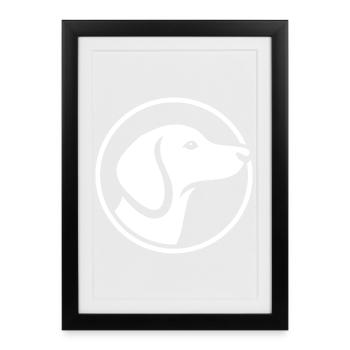 Logo teckel – Emblème minimaliste du chien - Affiche encadrée (27 × 37 cm) - noir - Devant