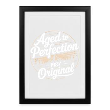 Vintage 1987 Né Rétro Original 1987 - Affiche encadrée (27 × 37 cm) - noir - Devant
