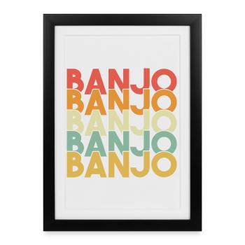 Banjo Retro Vintage - Framed poster (27 × 37 cm) - black - Front