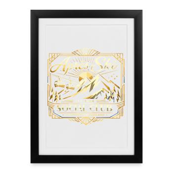 Cadeau vintage rétro des années 90 Après Ski - Affiche encadrée (27 × 37 cm) - noir - Devant