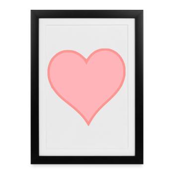 Cadeau rose à cœur rose pour la Saint-Valentin - Affiche encadrée (27 × 37 cm) - noir - Devant