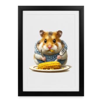 Kitchen hamsters at the corn festival - Framed poster (27 × 37 cm) - black - Front