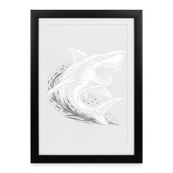 Tribal Shark – Shark Tattoo Motif - Framed poster (27 × 37 cm) - black - Front