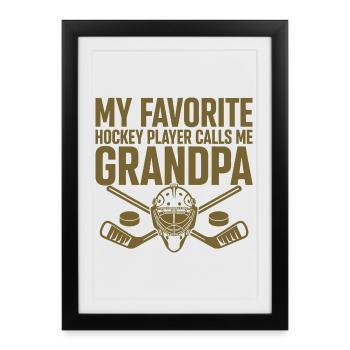 Papa fier du hockey, mon entraîneur préféré des joueurs - Affiche encadrée (27 × 37 cm) - noir - Devant