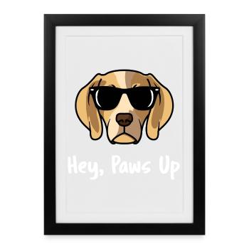 Salut les lunettes de soleil drôles de chien Beagle - Affiche encadrée (27 × 37 cm) - noir - Devant