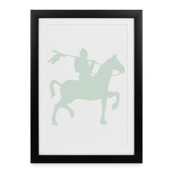 Knight warrior on a horse - Framed poster (27 × 37 cm) - black - Front