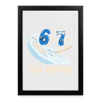67 Six Seven Snowboardeurs Sports d’hiver - Affiche encadrée (27 × 37 cm) - noir - Devant