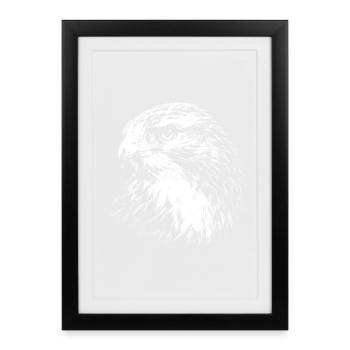 Falcon – graphismes au crayon blanc - Affiche encadrée (27 × 37 cm) - noir - Devant